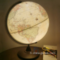 Globe de bureau antique illuminé avec noms